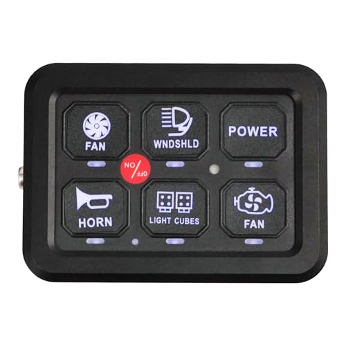 QIERF 6-Gang Schalter Panel Schalterfeld 9-30V DC, 720W Automatische Dimmfunktion, Schutz (Verpolung/Überstrom) für Auto, LKW, Wohnmobile und Boote, Aluminiumlegierung+ABS (Blau) von QIERF
