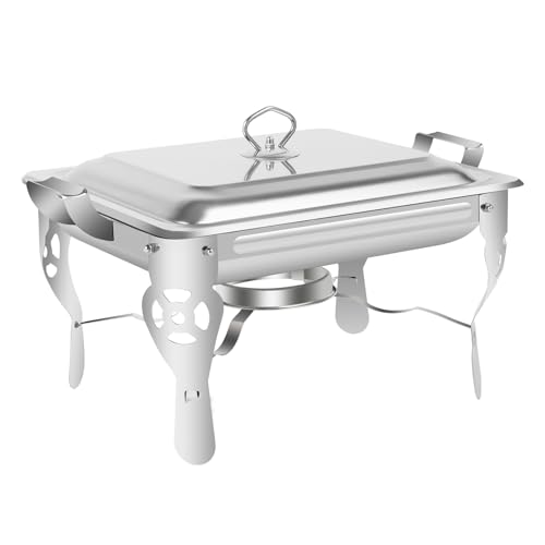 QIERF 6L Chafing Dish Speisewärmer Edelstahl Warmhaltebehälter mit Deckel und Brenner für Hochzeiten, Buffets, Schulen, Firmenveranstaltungen, Partys, Hotels, Abschlussfeiern von QIERF