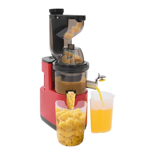 QIERF Entsafter Slow Juicer Obstpresse für Obst & Gemüse 400ml Safttasse 500W 14 * 8cm Große Fütteröffnung, Reverse-Funktion, BPA-frei, 304 Edelstahl für Heimküche und Büro (Rot) von QIERF