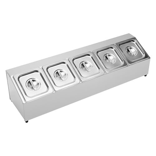 QIERF GN Aufsatzbord Edelstahl GN-Aufsatzbord Gastronorm Behälter Gestell Mit Behältern und Deckel Um Alle Arten Von Lebensmitteln und Gewürzen Zu Platzieren 86 * 22.5 * 22cm von QIERF