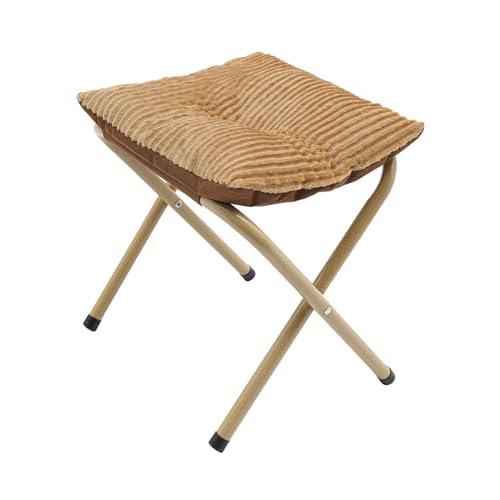 QIERF Klapphocker, Klappbar Fußhocker Faltbarer Camping Hocker 34cm Höhe, 100kg Tragfähigkeit für Büro Wohnzimmer, Kaffee, Kann als Fußhocker oder normaler Hocker verwendet Werden (Khaki) von QIERF