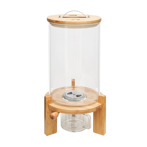 QIERF Reisspender 7,5L Glas, Müslispender Glaskornbehälter 20x30cm, Luftdicht mit Messbecher für Cerealien Nüsse, Küche, Hotel und Frühstücksbars von QIERF
