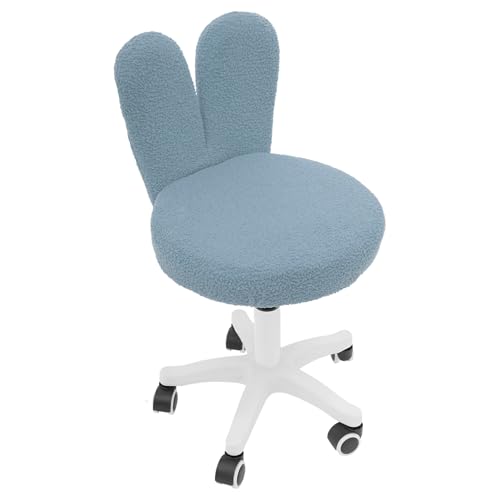 QIERF Schminkstuhl Schreibtischstuhl 360° Drehstuhl, 41-51cm höhenverstellbar, 90kg Tragfähigkeit, Teddyfleece+elastischer Schwamm, 5 Universalräder für Schlafzimmer und Arbeitszimmer (Blau) von QIERF