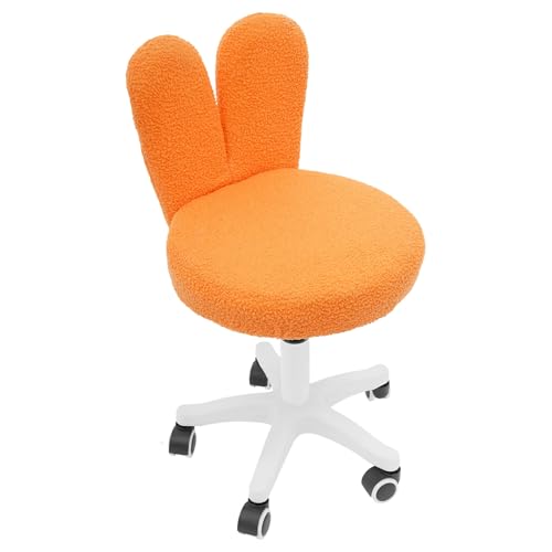 QIERF Schminkstuhl Schreibtischstuhl 360° Drehstuhl, 41-51cm höhenverstellbar, 90kg Tragfähigkeit, Teddyfleece+elastischer Schwamm, 5 Universalräder für Schlafzimmer und Arbeitszimmer (Orange) von QIERF