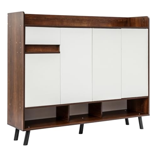 QIERF Schuhschrank 120x32x100cm Freistehender Schuhschrank Moderner Schuhaufbewahrungsregal, 5kg Tragfähigkeit pro Ebene mit Verstellbaren Böden für Eingangsbereich Wohnzimmer von QIERF
