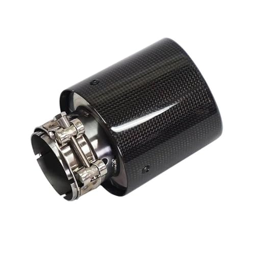 Auspuff Schalldämpfer Universal Edelstahl Schalldämpfer End Tipps Hinten Auspuff Auto Styling Carbon Faser Glänzend Endrohr Rolling Edge Schalldämpfer Rohre Endrohre & Endrohrteile(60 Inlet 76 Outlet) von QIFHFBA