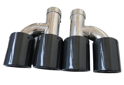 QIFHFBA Auspuff Schalldämpfer 1 Paar Auto-Auspuffrohre H-Modell Carbon-Auspuffrohre Doppel-Endrohre Doppel-Schalldämpferrohre Endrohre Endrohre & Endrohrteile(IN 57MM Out 89MM) von QIFHFBA