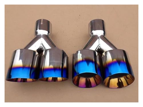 QIFHFBA Auspuff Schalldämpfer 1 Paar Edelstahl 1 Bis 2 Doppelrohr-Auspuffrohre Silberblau Universal-Endrohre Endrohre & Endrohrteile(63MM IN-89MM Out) von QIFHFBA