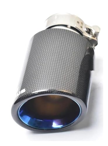 QIFHFBA Auspuff Schalldämpfer 1 Stück Auto-Auspuff Gerade Glänzende Carbon-Endspitze Abgeschrägtes Edelstahl-Schalldämpferrohr Endrohre & Endrohrteile(76-101mm) von QIFHFBA