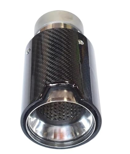 QIFHFBA Auspuff Schalldämpfer 1 Stück Glänzend Schwarzes Auspuffrohr-Upgrade Carbonfaser-Schalldämpferspitze 93 Mm Auslass Endrohre & Endrohrteile(Silver Long in 66 Out 93) von QIFHFBA