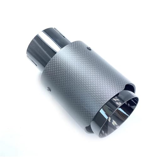 QIFHFBA Auspuff Schalldämpfer 1 Stück Kohlefaser Mattschwarzer Edelstahl Universal-Auspuffrohrspitze Tailtip Auto-Auspuffschalldämpfer Endrohre & Endrohrteile(IN 76MM-Out 89MM) von QIFHFBA