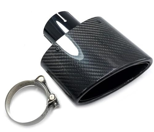 QIFHFBA Auspuff Schalldämpfer 1 Stücke Oval 150 MM Outlet Glänzend Cabon Faser Auspuff Spitze Universal Oval Schalldämpfer Rohr Auspuff Spitze Für A3 A4 A5 Endrohre & Endrohrteile(48 IN -150 Out) von QIFHFBA