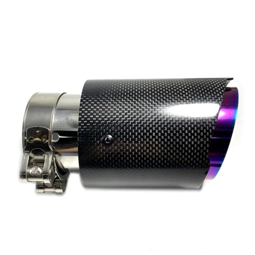QIFHFBA Auspuff Schalldämpfer 1PC Auto Auspuff Spitze Lila Rohr Glänzend Carbon Faser Schalldämpfer Rohr Auto Teile Auspuffrohr Modifikation Endrohre & Endrohrteile(IN 51MM-Out 89MM) von QIFHFBA