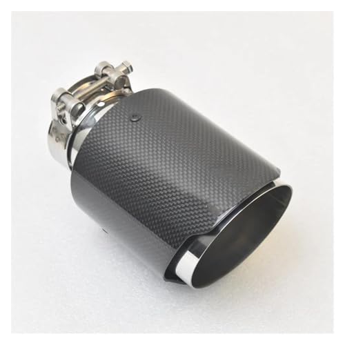 QIFHFBA Auspuff Schalldämpfer 1PC Auto Glänzend Carbon Faser Auspuff Rohr Spitze Gerade Universal Silber Edelstahl Schalldämpfer Dekorationen Endrohre & Endrohrteile(57-89MM) von QIFHFBA