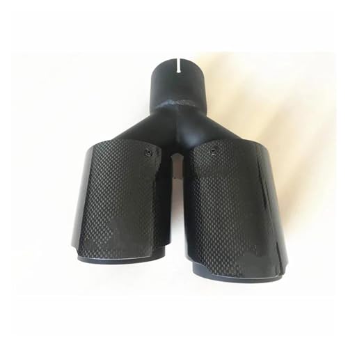 QIFHFBA Auspuff Schalldämpfer 1PC Auto Modifikation Universal Dual Glänzend Schwarz Automobil Auspuffrohr Rohr Carbon Faser Auspuff Spitze Endrohre & Endrohrteile(76-101MM) von QIFHFBA