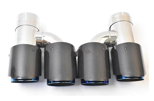 QIFHFBA Auspuff Schalldämpfer 2PCS H-Stil Dual Glossy Carbon Fiber Stainless Steel Burnt Blue Exhaust Pipe Universal Tip Double Muffler Tip Endrohre & Endrohrteile(57-101MM) von QIFHFBA