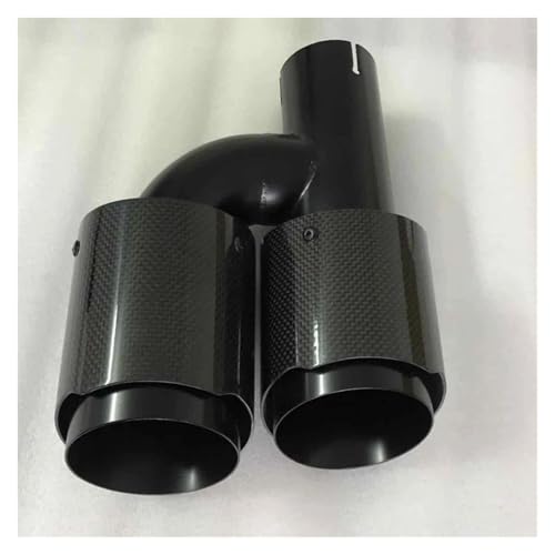 QIFHFBA Auspuff Schalldämpfer Für E90 Auto Modifiziertes Kohlefaserrohr Links Edelstahl Doppelt Glänzend Schwarz Rohr Endschalldämpfer Auto H-Form Endrohre & Endrohrteile(76MM IN 101MM Out) von QIFHFBA