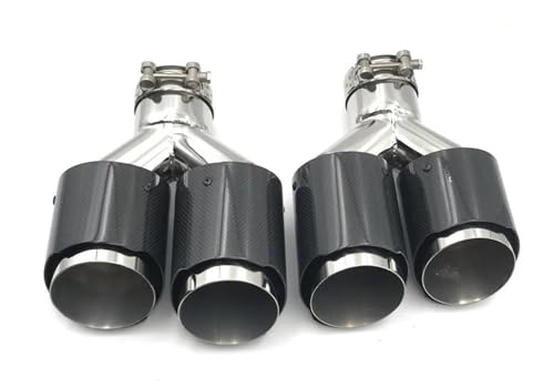 QIFHFBA Auspuff Schalldämpfer Glänzendes Carbon-Auspuffrohr Mit Zwei Spitzen Für Jedes Auto 2 Stück LR Verschiedene Größen Universal-Endrohr Endrohre & Endrohrteile(48MM IN 76MM Out) von QIFHFBA