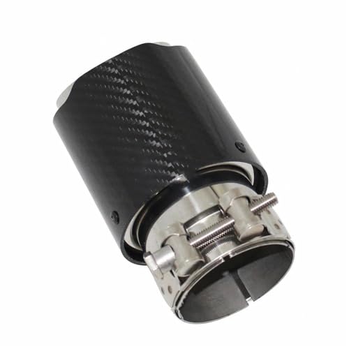 QIFHFBA Auspuff Schalldämpfer Universelle Glänzende Carbonfaser-Schalldämpferspitze Auspuffrohr-Schalldämpferdüse Gerade Rostfrei Silberfarben Endrohre & Endrohrteile(60mm-89mm) von QIFHFBA