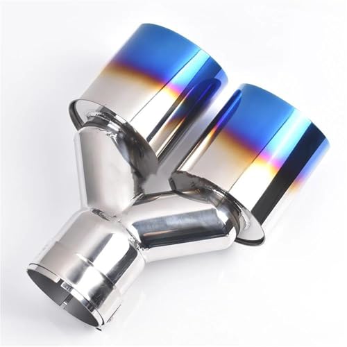 QIFHFBA Auspuff Schalldämpfer Universelles Dual-Edelstahl-Auspuffrohr Mit Einlagiger Kante Und Doppelter Auto-Schalldämpferspitze Endrohre & Endrohrteile(70-89mm) von QIFHFBA