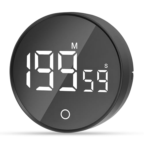 Digitaler Küchentimer, Magnetischer Visueller Timer 60-Minuten Countdown Timer mit 3 Lautstärkestufen, Kurzzeitwecker, Große LED Bildschirm, Eieruhr Lauter Alarm für Kochen, Backen, Sport, Studieren von QIGEEKU
