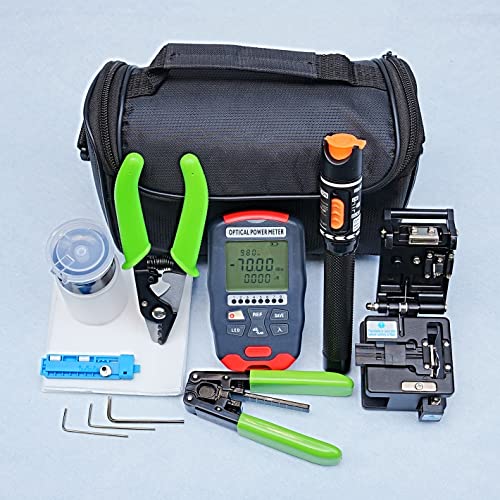 QIIRUN Glasfaser Werkzeug Set, Fiber Optic Tool Kit FTTH werkzeug mit optischem Leistungsmessgerät mit RJ45-Netzwerktest Visual Fault Locator Glasfaser Cleaver Fiber Stripper QIIRUN Glasfaser Werkzeug Set, Fiber Optic Tool Kit FTTH werkzeug mit optischem Leistungsmessgerät mit RJ45-Netzwerktest Visual Fault Locator Glasfaser Cleaver Fiber Stripper von QIIRUN
