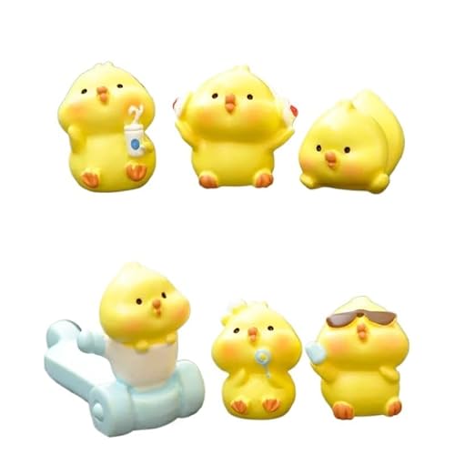 QIJIAYU Mini süße gelbe Huhn Tier Mikro Landschaft Ornamente Heimdekorationen Innendekoration Desktop-Zubehör (Size : 1PC 2) von QIJIAYU