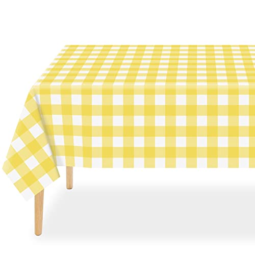 QIKSION Gelbe Gingham-Tischdecke, Einweg-Tischdecke, 137 x 274 cm, Gelb und Weiß kariert, Tischdecke für rechteckige Tische, Kunststoff-Tischdecke, 6 Stück QIKSION Gelbe Gingham-Tischdecke, Einweg-Tischdecke, 137 x 274 cm, Gelb und Weiß kariert, Tischdecke für rechteckige Tische, Kunststoff-Tischdecke, 6 Stück von QIKSION