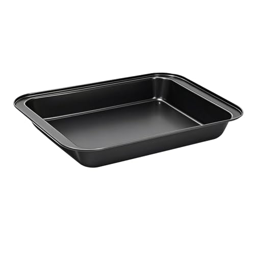 Backblech Tief für Backofen 1 PCS Rechteckige Backform 31.5 x 22 x 5 cm aus Karbonstahl Ofenblech Kratzfest und Antihaftbeschichtet Backofenblech Geeignet zum Backen und Grille von QILEMI