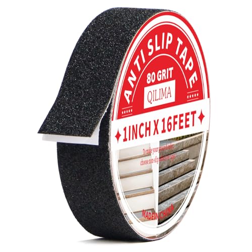 QILIMA Antirutsch Klebeband Streifen mit Selbstklebend, 2.5cm x 5m Treppe Stufen Band Kleber Rutschfest Klebeband, Hohe Traktion Pad für Bodenbelag innen- und Außenbereich, Schwarz QILIMA Antirutsch Klebeband Streifen mit Selbstklebend, 2.5cm x 5m Treppe Stufen Band Kleber Rutschfest Klebeband, Hohe Traktion Pad für Bodenbelag innen- und Außenbereich, Schwarz von QILIMA