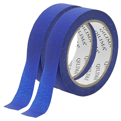 QILIMA 2 Rollen blaues Malerband 24mmx50m Premium Krepppapier Abdeckband für Malerei, Handwerk und DIY - Professionelles Malerband, UV-beständig, rückstandsfrei und leicht zu entfernen von QILIMA