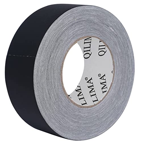 QILIMA Gewebeband Schwarz, 50mm x 55m x 1 Rollen, Matt und Reflexionsfrei, Gaffa Tape, Klebeband mit starker Klebkraft, Black Gaffer Tape, Gewebe-Klebeband, Panzerband von QILIMA