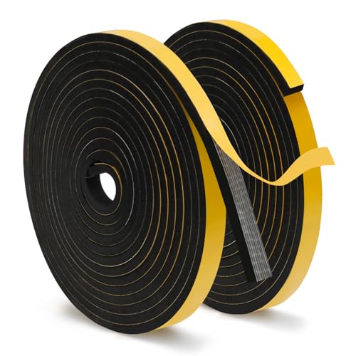 QILIMA Schaumstoff Klebeband Selbstklebend 12mm x 5m Dichtband Selbstklebend Schaumstoffstreifen,Dichtung Selbstklebend Moosgummi,Moosgummi Selbstklebend für Tür Fenster,Anti-Kollision, Schalldämmung von QILIMA