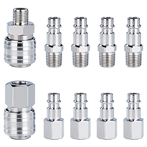 QIMEI-SHOP Druckluftkupplung 1/4"BSP Schnellkupplung Druckluft Kupplungen 1/4 Zoll Schnellanschluss Kupplung für Luftkompressor-Fittings Schläuche Kupplungsstecker 10 Stück von QIMEI-SHOP