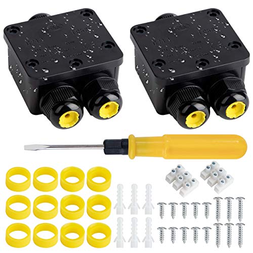 Abzweigdose Wasserdichte IP68 Verteilerdose Aussen 3-Wege-Verbindungsdose Schwarz Elektrischer Außenverteilerdose Kabelspezifikation Ø4mm-14mm 2 STÜCKE von QIMEI-SHOP
