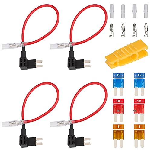 QIMEI-SHOP Autosicherungen Stromdieb Stecksicherung Verteiler Micro 2 Add-a-Circuit Piggy Back Sicherungshalter Flachsicherungsadapter mit 6pcs Sicherung 5/10/15A von QIMEI-SHOP
