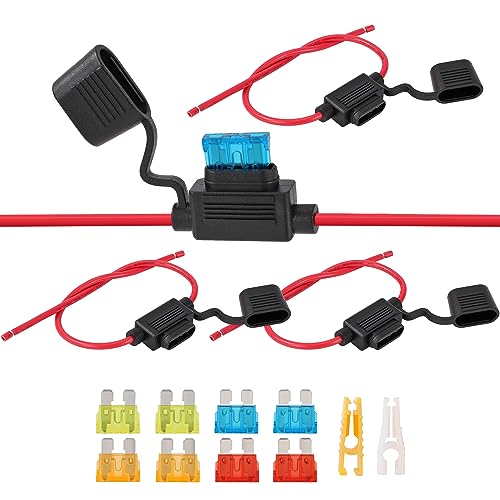 Auto Sicherungshalter Wasserdichte 12V-32V Kfz Flachsicherungshalter 14AWG mit 8 pcs Flachsicherungen 5/10/15/20A für Auto Lkw Motorrad Boot schwarz Auto Sicherungshalter Wasserdichte 12V-32V Kfz Flachsicherungshalter 14AWG mit 8 pcs Flachsicherungen 5/10/15/20A für Auto Lkw Motorrad Boot schwarz von QIMEI-SHOP