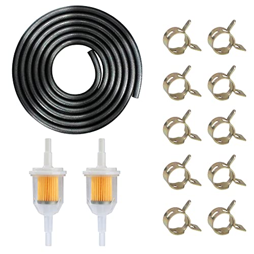 Benzinschlauch Kit 2 Meter 6mm Kraftstoffschlauch Ölschlauch mit Benzinfilter 6mm/8mm Manganstahl Schlauchschellen für Motorrad Auto Roller 13 Stück von QIMEI-SHOP
