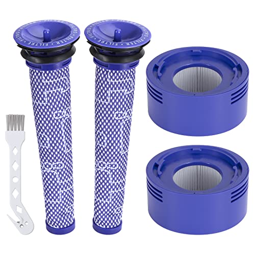 Filter für Dyson V7 V8 Staubsauger 2 Vorfilter 2 HEPA Nachmotorfilter Kompatibel Dyson Absolute Animal Motorhead mit Reinigungsbürste Ersetztfilter Zubehör # DY-96566101 DY-96747801 von QIMEI-SHOP