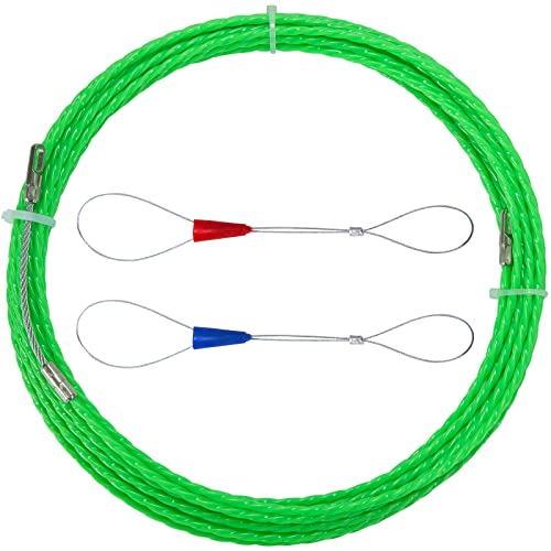 QIMEI-SHOP Kabelziehhilfe 10m Einziehspirale Einziehdraht Einziehband Einziehilfe Kabelziehhilfe Polyester mit Führungsfeder zur Leerrohre Kabelverlegung Grün von QIMEI-SHOP