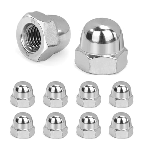 QIMEI-SHOP Hutmuttern M10 Edelstahl Kappenmuttern A2 Hutmutter Sechskant-Hutmuttern nach DIN 1587 für Schrauben Gewindestangen Gewindebolzen Schutz 10 Stück von QIMEI-SHOP