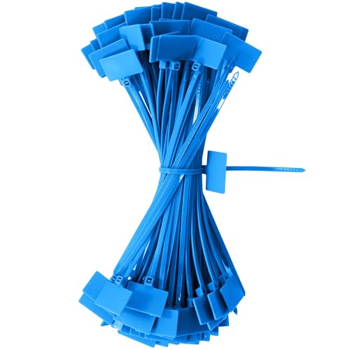 QIMEI-SHOP Kabelbinder Tags Blau 150mm x 3mm Kabelbeschriftung Kabelbinder Set Zugfestigkeit 10 kg Verstellbare UV Beständig für Kabelmanagement Gartenarbeit 100 Stück von QIMEI-SHOP