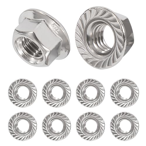 QIMEI-SHOP M10 Flanschmuttern Edelstahl Selbstsichernde Muttern Sechskantmuttern mit Flansch und Sperrverzahnung nach DIN 6923 10 Stück von QIMEI-SHOP
