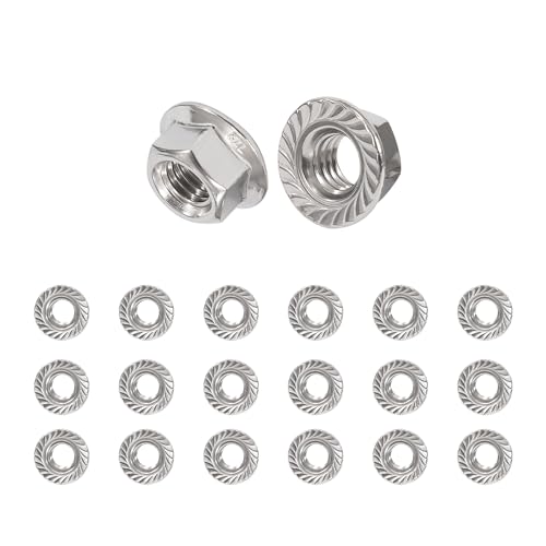 QIMEI-SHOP M4 Flanschmuttern Edelstahl Selbstsichernde Muttern Sechskantmuttern mit Flansch und Sperrverzahnung nach DIN 6923 20 Stück von QIMEI-SHOP