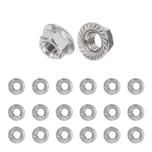 QIMEI-SHOP M5 Flanschmuttern Edelstahl Selbstsichernde Muttern Sechskantmuttern mit Flansch und Sperrverzahnung nach DIN 6923 20 Stück von QIMEI-SHOP
