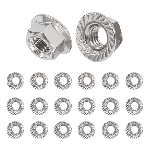 QIMEI-SHOP M6 Flanschmuttern Edelstahl Selbstsichernde Muttern Sechskantmuttern mit Flansch und Sperrverzahnung nach DIN 6923 20 Stück von QIMEI-SHOP