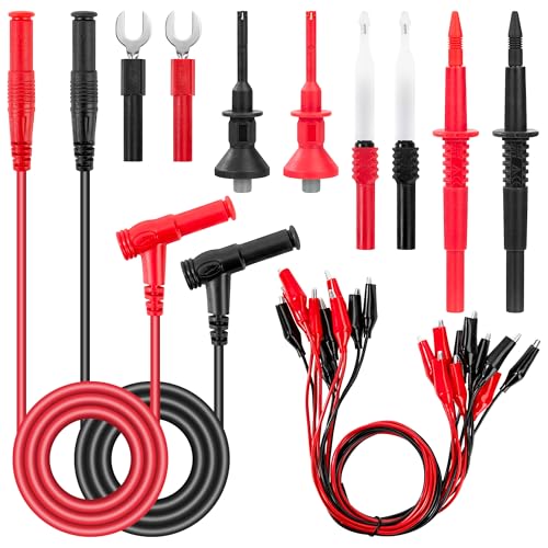 QIMEI-SHOP Multimeter Messleitungen Kit mit Krokodilklemmen Messleitung 2 mm Prüfsonden Prüfhaken 6 mm U-förmiger Stecker Messspitzen für Digital Multimeter 20 Stück von QIMEI-SHOP