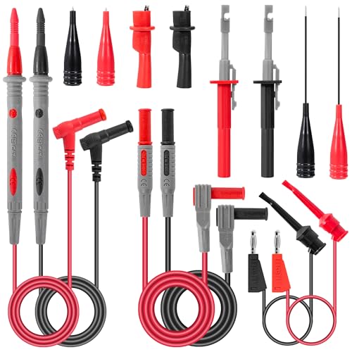 QIMEI-SHOP Multimeter Messleitungen Kit mit Krokodilklemmen Testsonde Prüfhaken Prüfsonden Messspitzen für Digital Multimeter Elektrische Messkabel 14 Stück von QIMEI-SHOP