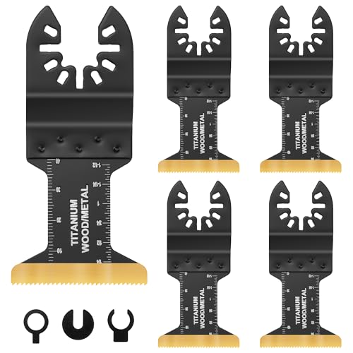 QIMEI-SHOP Multitool Sägeblätter Titanium Oszillierende Sägeblätter Multitool Klingen Zubehör 44mm für Metall Holz Kunststoff Kompatibel mit Bosch Milwaukee Fein Multimaster 5 Stück von QIMEI-SHOP