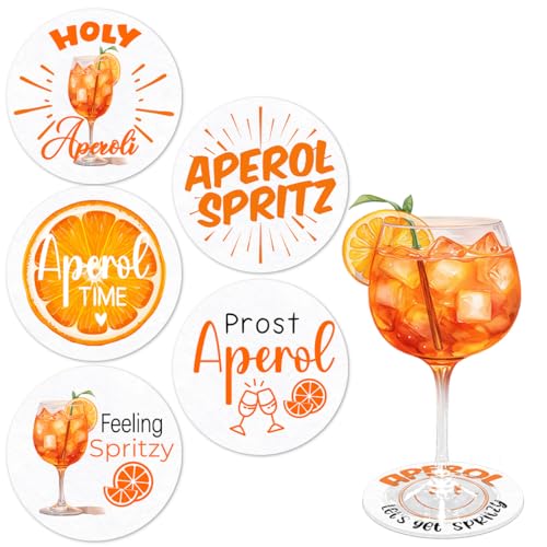 5 Stück Aperol Untersetzer Filz,Aperol Geschenk,Aperol Glas,Aperol Spritz Accessoires, Untersetzer Gläser Aperol, Aperol Deko, Aperol Tischdeko für Cocktail Trinkgläser von QIMMU
